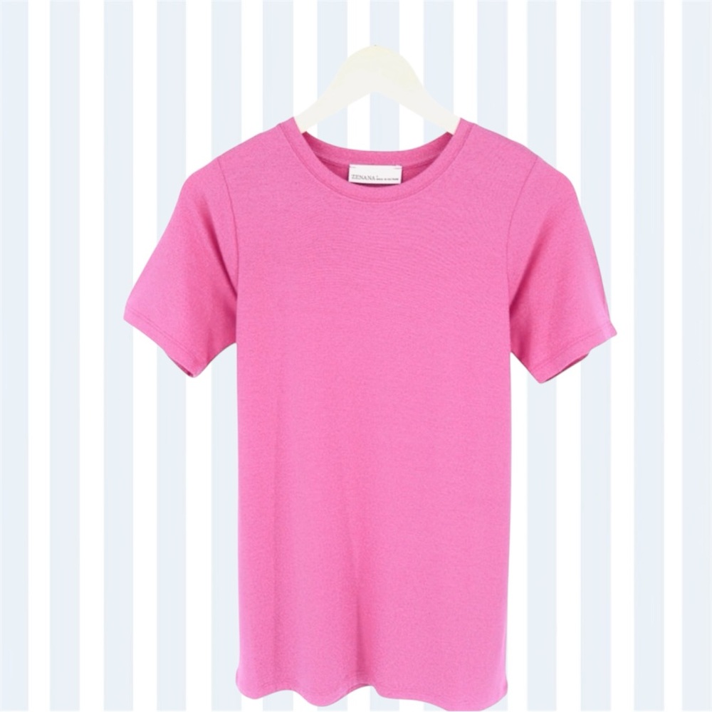 Zenana Outfitters Pink Short Sleeve Tee